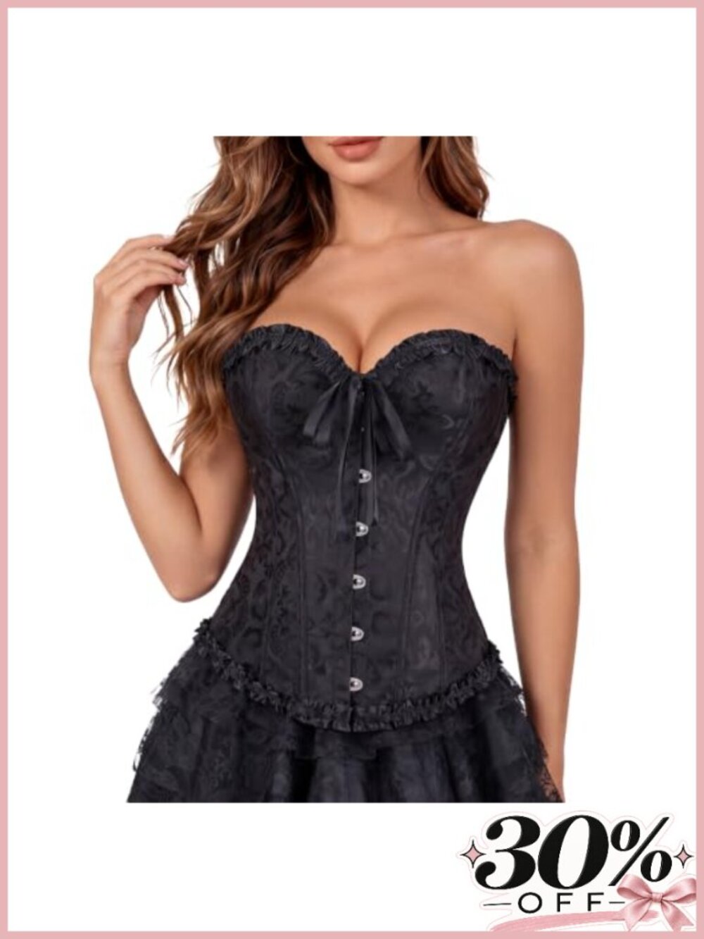 Women's Victorian Overbust Corset Top Brocade Lace-Up Renaissance Bustier